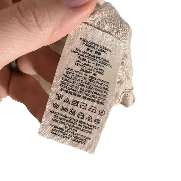 Free People Cream Embroidered Floral Hummingbird Short Sleeve Top Large - Picture 5 of 7